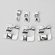 롤링 헴 프레셔 풋 키트 가정용 재봉틀 호환 믹싱 기능 포함 6pcs, 1세트, 실버