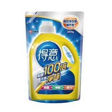 得意 高效潔淨去味濃縮洗衣精補充包2000ml 洗淨8大異味7大髒污, 1個, 洗衣精2000ml(補充包)