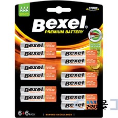 벡셀 알카라인 건전지 AAA 6+6입(1카드) 1.5V LR03, 1개, 12개입