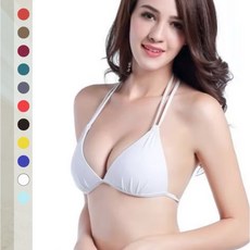 【Cloris Swim】台灣製美胸神器雙綁比基尼上衣 集中上托 素色泳衣 女款泳裝, 白色雙綁上衣,XS, 白色