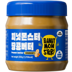 [압도적 고소함] 피넛몬스터 무첨가 무가당 100% 땅콩버터 크런치, 1개, 200g