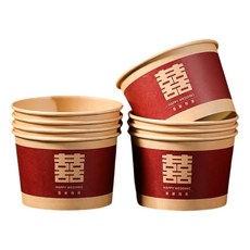 囍字婚禮紙杯 雙喜圖案 婚禮小物 派對用品, 1個, 5個裝