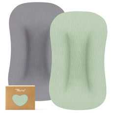 TILLYOU 모슬린 아기 라운지 커버 100% 면 신생아 라운지 커버 남아 여아용 아기 둥지 슬립커버 2팩 커버만 포함 포레스트 그린 및 라이트 그린, 그레이 및 사가