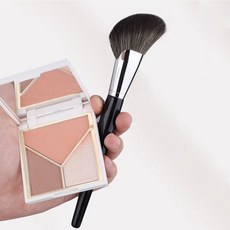 백송 페이스 앵글 드리프트 쉐딩 브러시 와이드 사선 윤곽 메이크업 소프트 터치, 1개, 블랙