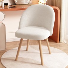 의자 스툴 파우더룸 보조 침실용 메이크업 카페 스타일, [360 회전] 베이지화이트 램스울