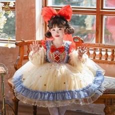 女童雪白公主連衣裙春秋新款洛麗塔兒童生日禮服裙子