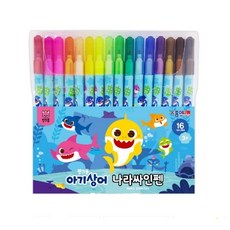 종이나라 핑크퐁 상어가족 나라싸인펜 16색, 혼합, 3개