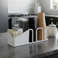 하스몰 종이컵 정리 트레이 컵 빨대 티백 커피캡슐 디스펜서, 1개, 화이트