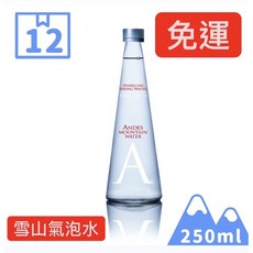S.S 安地斯山氣泡天然雪山泉水 250mL x 12入 智利雪山氣泡水, 1個, 天然山泉氣泡水250ml,整箱12瓶 宅配免運
