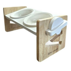 모나지오 반려동물 키높이조절 2구 스마트식기 도자기, 화이트네츄럴 색상, 5개