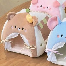 미니 인형 텐트 실내 놀이 하우스 접이식 아늑한 공간 소형 포근한 감성 쉘터, 1개, 작은 곰 텐트 침대