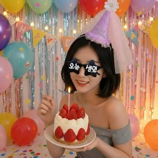 파티블루 생일 파티 왕관 고깔 머리띠 오늘생일안경, 1개, 퍼플 오늘생일안경