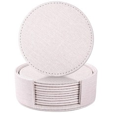 음료용 라모티 가죽 터 테이블탑 보호용 홀더가 있는 4인치 세트 수제 럭셔리 홈 데코 및 집들이 선물(, Beige