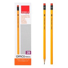 동아 오피스 연필 12자루 옐로우 펜슬 지우개 연필 노랑연필 학생용 사무용, 2B