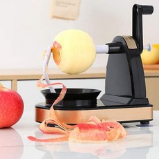 반자동사과껍질깎기 블랙 과일깎는기계 오렌지껍질칼, 1개