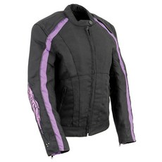 Milwaukee Leather 여성용 텍스타일 클래식 크로스오버 오토바이 라이더 재킷 - 일년 내내 착용 - S - S, L, Grplsh1954-블랙-퍼플