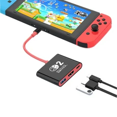 스위치 2 도크 TV 어댑터 4K60HZ OLED 여행용 HDMI 2.0 및 USB 포트 포함 게임 모니터에 적합, 01 black red