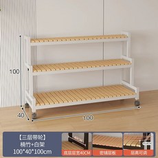 진열장 거치대 철제 검은 프레임 베란다 펜트리 80CM 2단 다용도실 선반, P. 바퀴 달린 3단 흰색 선반  100cm, 1