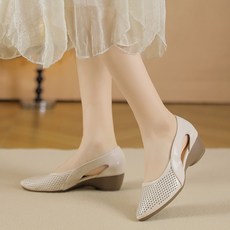 JLVJ 여름 여성 샌들 여성 로퍼 여성 웨지 펀칭 단화 통풍이 잘되는 여성 구두