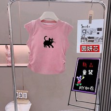 여아용 스타일리시한 조끼 아동용 여름 활용도 중대형 아우터 민소매 2025년 순면 티