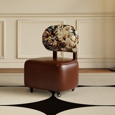 Tixpra 스툴 이동식 미끄럼틀 거실 신발갈이 걸상 캐주얼 등받이 소파 걸상, 1개, 다크 브라운