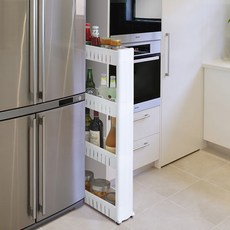 Tiger Pavilion 가정용 4단 틈새 수납 선반, 1개, 화이트