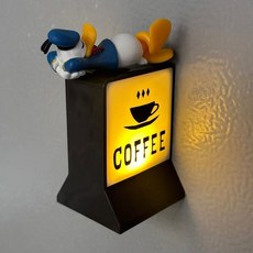 小紅書同款 咖啡燈 氛圍咖啡角 磁吸式發光夜燈 杯架 茶杯收納 瀝水架, 1個, 咖啡氛圍燈+躺平鴨