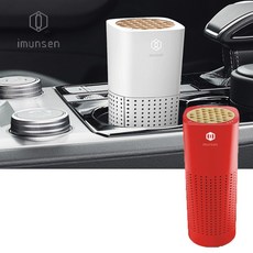 국내산 차량용 공기청정기 자동차 내부 헤파필터 탈취 USB 편백나무 68x68x172mm, 레드