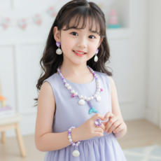 장난감진주목걸이 인어 공주놀이 여아쥬얼리 아기팔지반지 세트