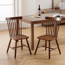 Dayalane 윈저 식탁의자 원목 하이백 스핀들 등받이 디자인 인테리어 다이닝 체어, 2개, 월넛