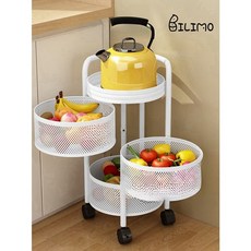 BILIMO 트롤리 회전 이동식 주방 수납함 다용도 철제 수납 서랍 정리대, 이동식 트롤리C, 화이트