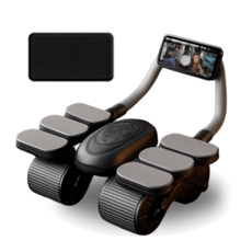 원버스 4륜 AB 슬라이드 복근 운동기구 + 무릎패드, 블랙, OBABSLBLK001