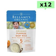 벨라미스 오가닉 펌킨 베이비 라이스 5개월 이상 프리바이오틱(GOS) 125g 12개 (호주배송) Bellamy's Organic Pumpkin Baby Rice + Prebiot