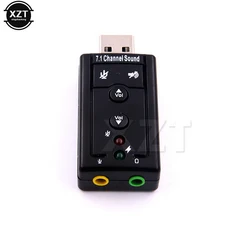 1pc 새로운 외부 미니 USB 2.0 가상 7.1 채널 오디오 사운드 카드 어댑터 3.5mm 마이크 스피커 헤드폰 잭, 01 BLACK