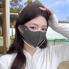 예삐스토어 쿨원단 기미 마스크 UV 차단 골프 등산 운전 여름마스크, 진그레이, 1개