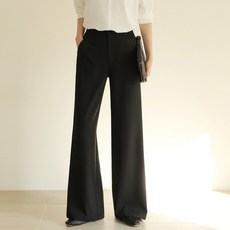 빼빼 여성용 뒷밴딩 롱 와이드 슬랙스