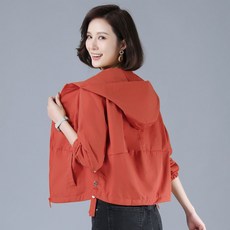 ORZQU 춘추 여성 숏 야상 시보리 풀집업 후드점퍼