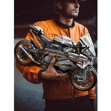 남성 선물 세트 오토바이 대형 모형 키덜트 친구 생일 기념품, 1_M1000RR 화이트 골드 모터사이클, 1개