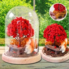 스칸디아모스 화분 만들기 가을 나무 아크릴장식 원예 키트 중학생 노인 diy 수업 재료, 가을 아크릴돔 장식 만들기(P0000LFJ)