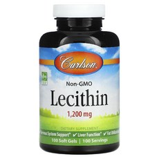 칼슨 대두 레시틴 포스파티딜콜린 1200mg 소프트젤 100정 Lecithin (유전자 변형성분 무함유), 1개