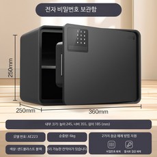 가정용 소형 디지털 금고 지문 인식 비밀번호 보석 보관함 휴대용 미니 사이즈 안전한 도난방지 스마트금고, 전자비번 블랙 25cm