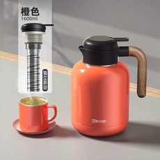 고급 스텐 단열 차주전자 보온병, 1개, M. 오렌지 1.6 보온 주전자 + 독립형 차 보관함