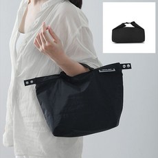 [그립] 무지 핸디 보온 보냉 파우치 도시락 가방, 블랙, 1개