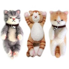 펠츠키 3마리의 사랑스러운 고양이 바늘 펠팅 키트 우리는 친구입니다 크리스마스를 위한 4인치 DIY 공예, 펠츠키 3마리의 사랑스러운 고양이 바늘 펠팅 키트 우리