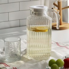 글라시스 플리츠 보리차 글라스 냉장고물병, 2개, 1600ml, 투명