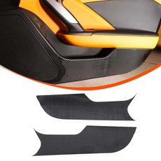 차량 사이드 도어 킥 방지 패드 탄소 섬유 스티커 쉐보레 콜벳 C7 액세서리용 캡 패널 매트 프로텍터 가드 커버 트림 2014-2019에 적합, Black