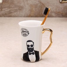 情侶陶瓷洗漱杯組 衛浴刷牙杯 漱口杯, 1個, 一見鍾情 男