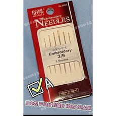 Regal GOLD-EYE 拼布材料專區 日本製1/5、3/9手縫針 刺繡針棉絨大孔金尾, 1個, A款：3/9  8支入