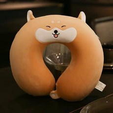 可愛卡通u型頭枕記憶棉 午睡枕趴睡枕 小學生敎室午休枕 抱枕靠枕頭 辦公室趴著可拆洗午睡飛機坐車旅行U形枕頭護頸部靠枕, 脖子更舒服/可拆洗記憶棉 小柴犬