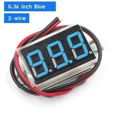 0.36 인치 0.36 "디지털 전압계 빨간색 녹색 파란색 DC 2.5-40V 0V-100V 2/3 라인 3 자리 전압 패널 미터 디스플레이 led 색상 전자 부품 액세서리 소스, 2-line blue